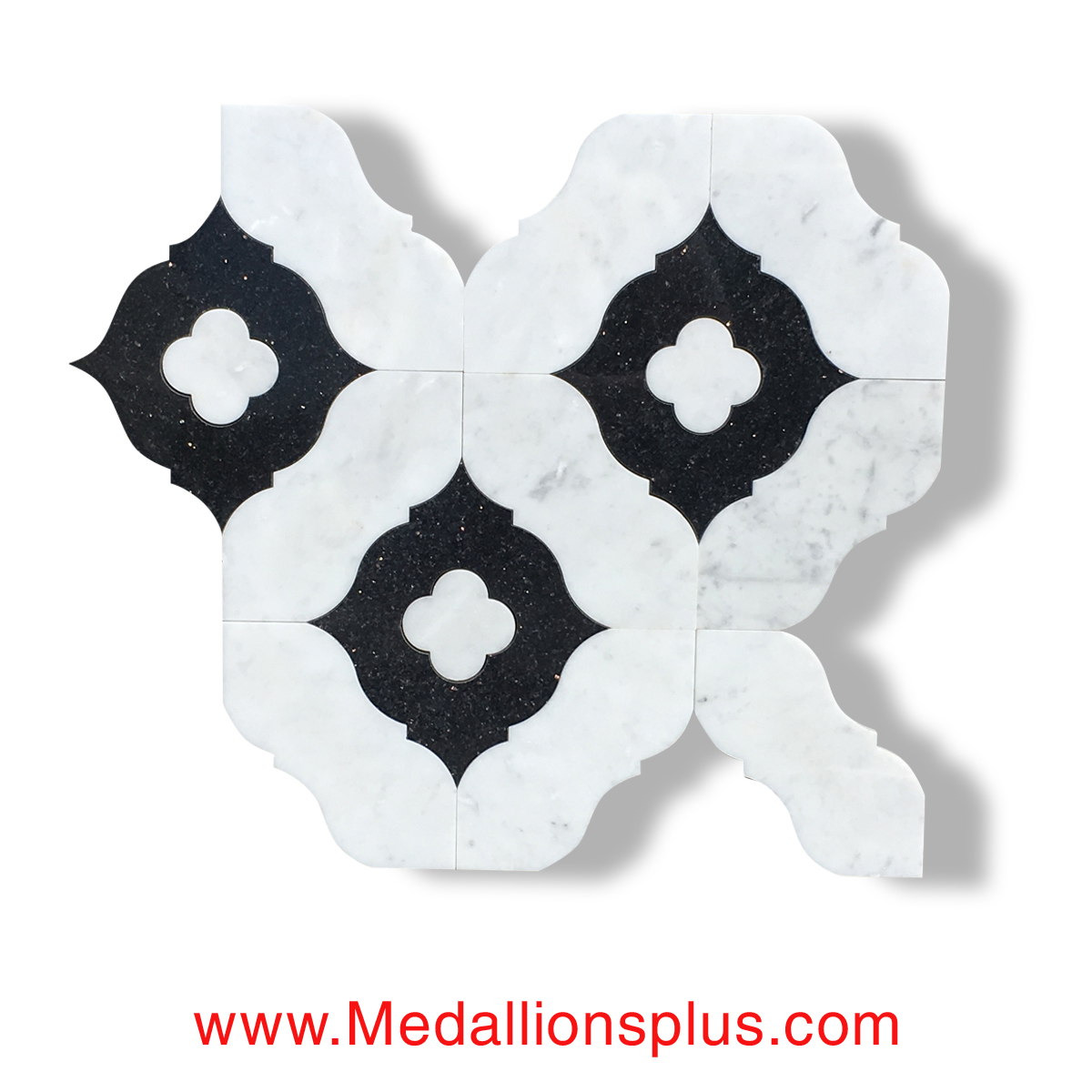 Carrara And Black Granite Waterjet Cut Tile Design 35