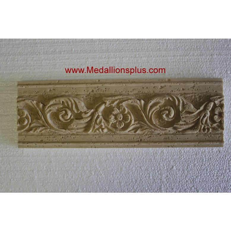 Travertine Floral - Resin Stone Border, 4" x 12"