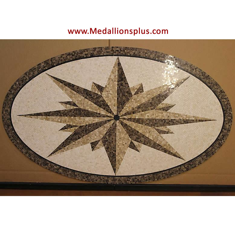 Tyler, 36" x 60" Oval Mosaic Floor Medallion, Polished