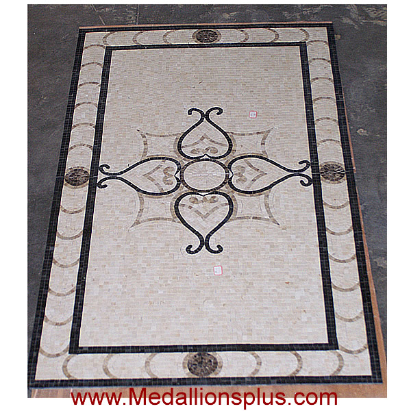 ELEGANTE, 72 x 42" Rectangular Polished Mosaic Floor Inlay