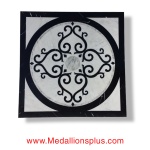 BORDEAUX CARRARA, 36" Square Waterjet Stone Floor Inlay