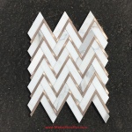 Calacatta Gold Marble & Rose Gold Herringbone Polished Mosaics Tiles