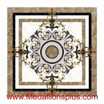 Farrah, 48" Square Waterjet Stone Floor Inlay