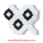 Carrara And Black Granite Waterjet Cut Tile - Design 35