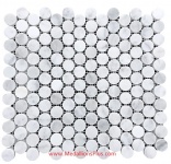 Carrara White Marble Polished Penny Round Mosaic Tiles