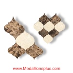 Crema Marfil & Dark Emperador Waterjet Cut Tile - Design 19