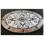 Kristine, 46.5" x 34.5" Oval Waterjet Cut Floor Medallion, Polished
