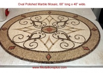 Kristine Rojo, 40" x 60" Oval Mosaic Floor Medallion, Polished