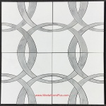 Circles - Thassos White & Carrara Marble Waterjet Cut Tile