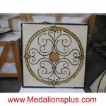Arabella Square, 36" Waterjet Stone Floor Inlay