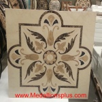 Leaves Square 3/8, 48" Waterjet Stone Floor Inlay
