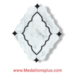 Carrara And Black Granite Waterjet Cut Tile - Design 36