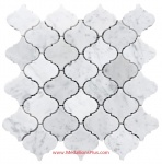 Carrara White Marble Small Polished Arabesque Mosaic Tiles
