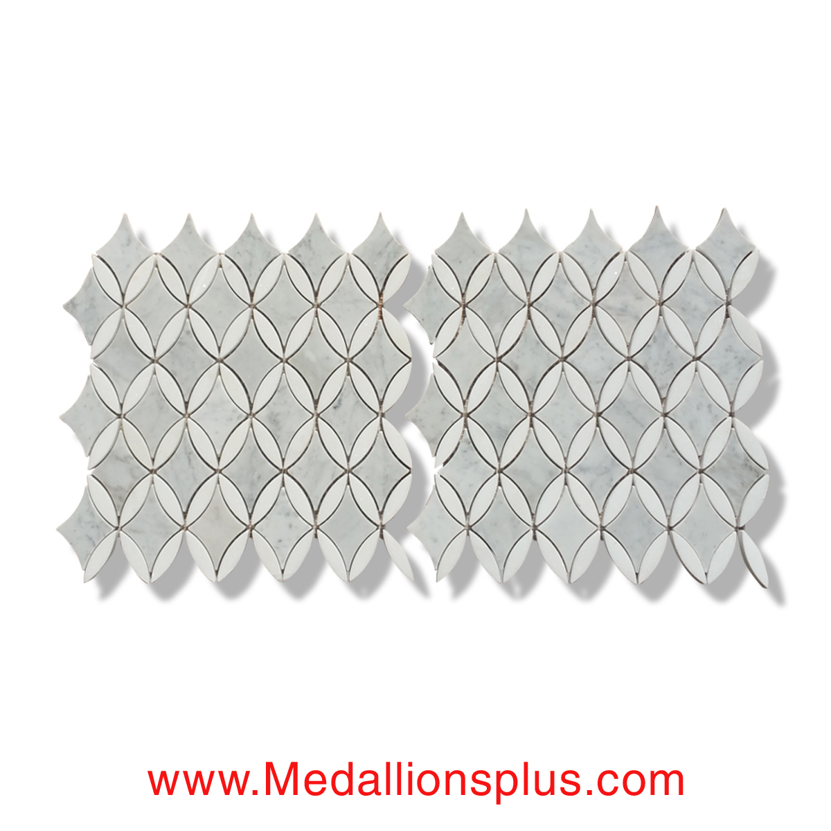 Oval Diamond - Carrara & Thassos White Marble Polished Mosaic Tiles