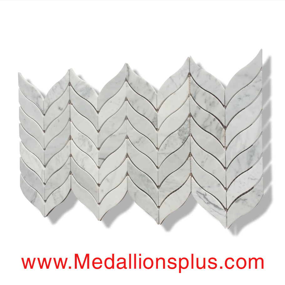 Fishtail - Carrara Marble Polished Mosaic Tiles