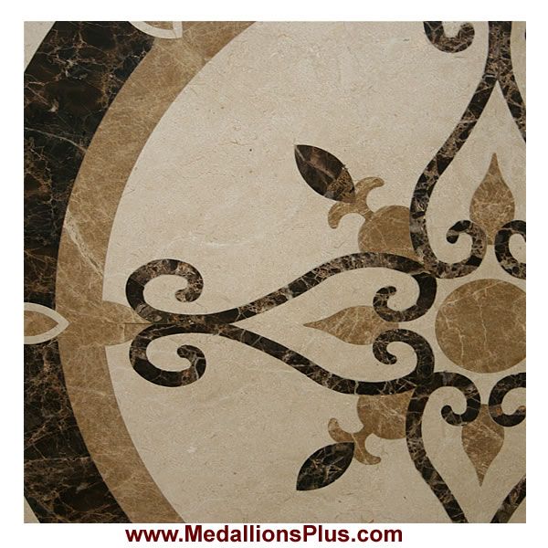 ELEGANTE, 36" Square Waterjet Stone Floor Inlay Polished