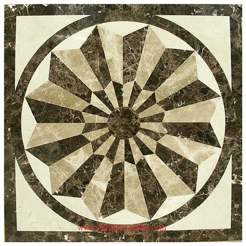 Eden, 48" Square Waterjet Stone Floor Inlay Polished
