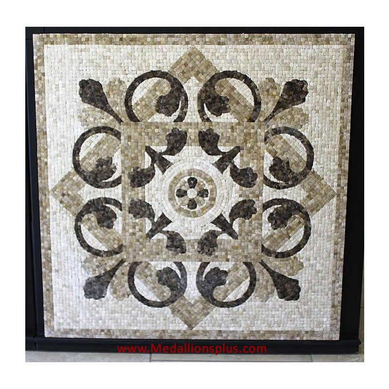 VERONA, 36" Square Mosaic Medallion - Tumbled