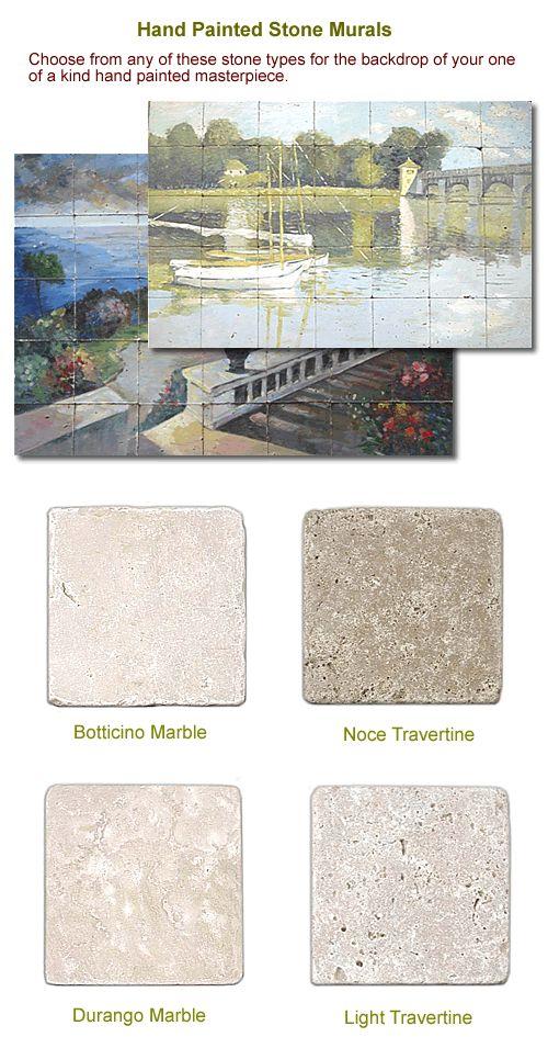 Hand Painted Stone Murals - Choose from any of these stone types for the backdrop of your one of a kind hand painted masterpiece.