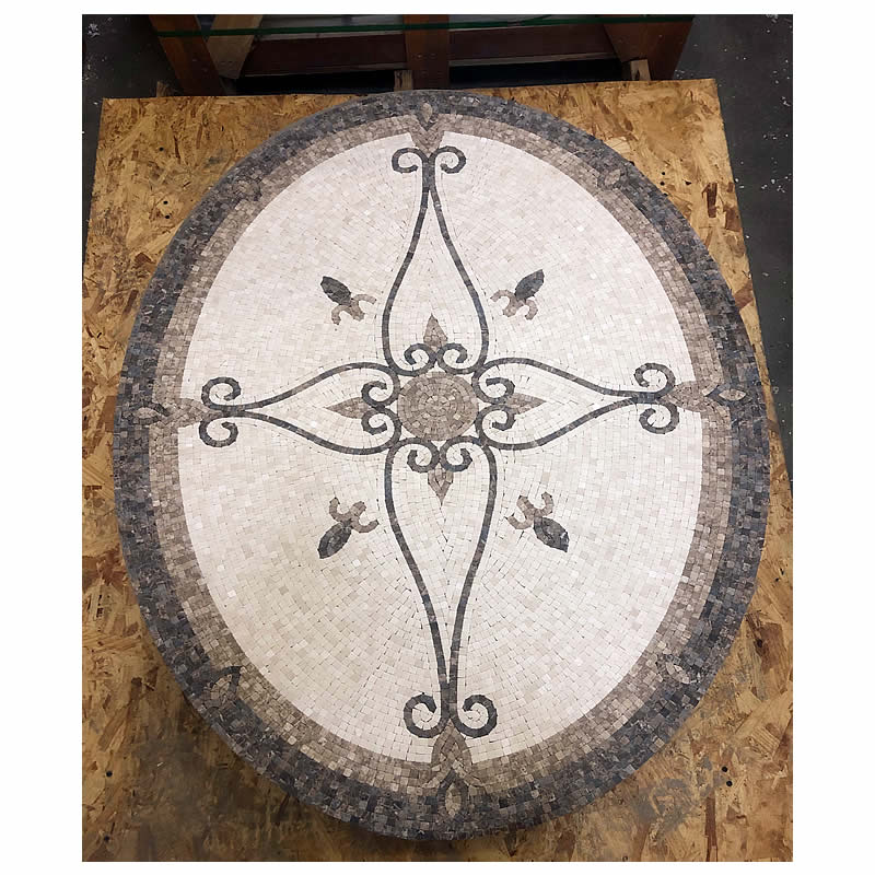 Elegante, 36" x 48" Oval Mosaic Floor Medallion, Nonpolished