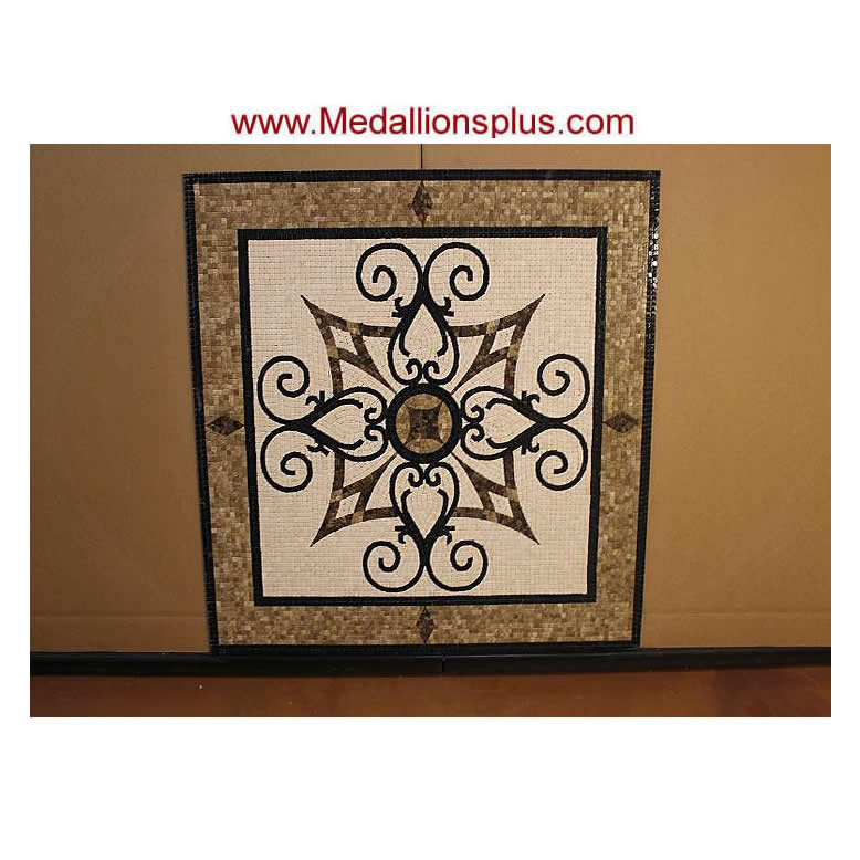 KRISTINE II, 36" Square Mosaic Medallion - Tumbled