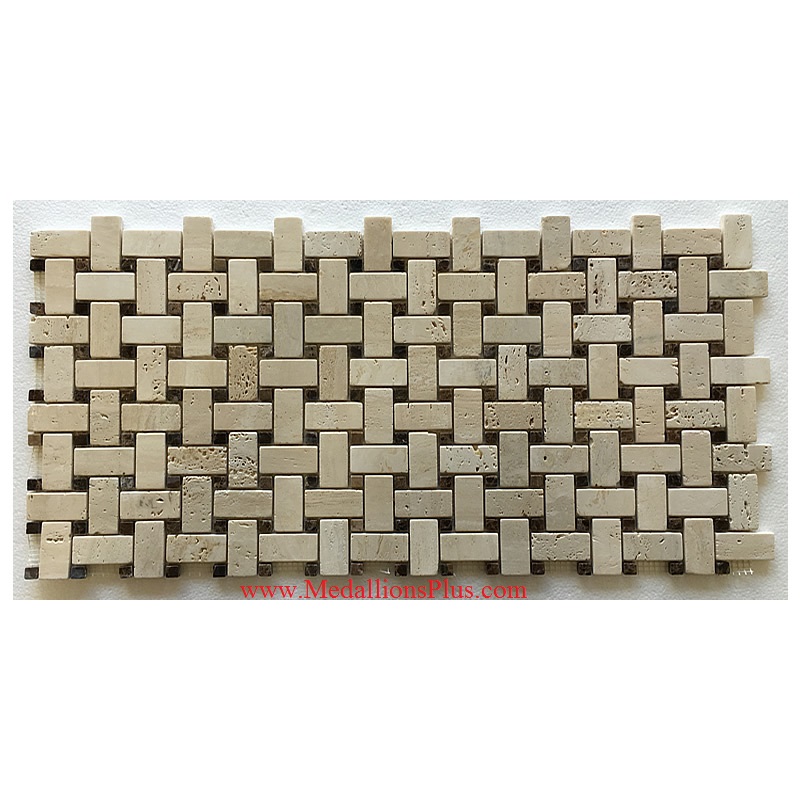 Travertine Honed Basket Weave Meshed on 12x12 sheet