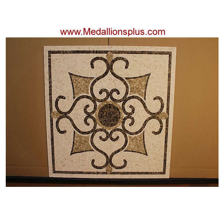 Madrid, 36" Square Mosaic Medallion - Polished